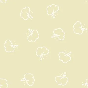 Rain thunderstorm and lightning line vector seamless pattern Stock Illustration