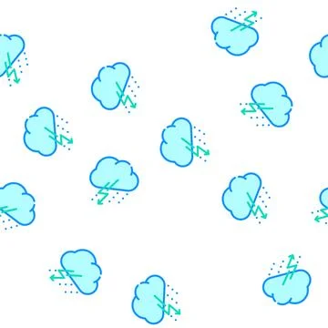 Rain thunderstorm and lightning vector seamless pattern Stock Illustration