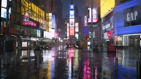 Rain on Times Square Stock Footage 127942229