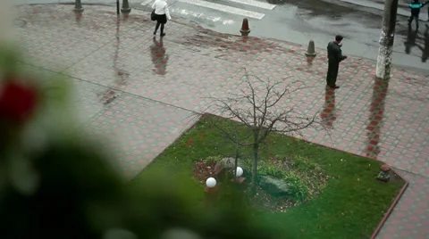Rain in town Stock Footage 33008084