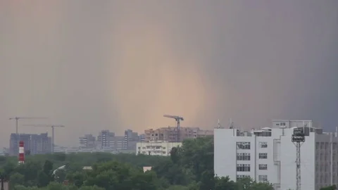 Rain in town Stock Footage 83775361