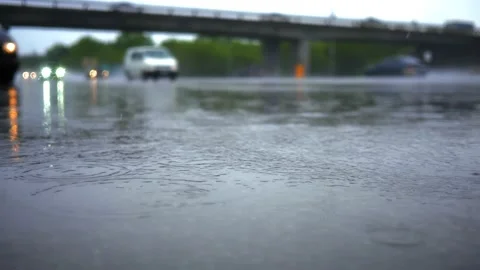 Rain traffic urban lights reflection city drops nature Stock Footage 132785921