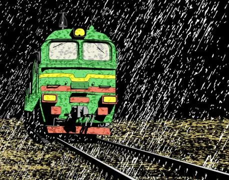 Rain train Illustrazione stock