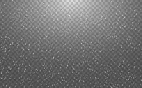 Rain on transparent background. Falling water droplets. Heavy rain with drops Stock-Illustration