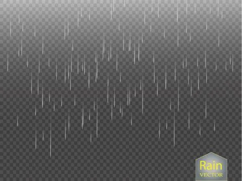 Rain transparent template background. Falling water drops texture. Nature Stock Illustration