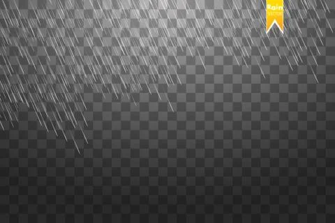 Rain transparent template background. Falling water drops texture. Nature Stock Illustration