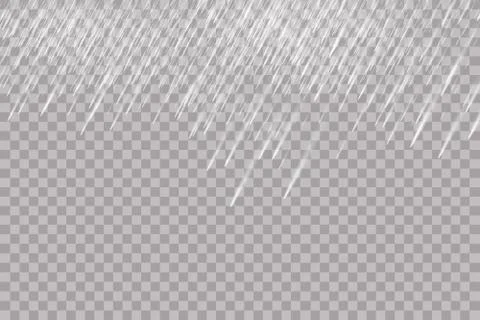 Rain transparent template background. Falling water drops texture. Nature Stock Illustration
