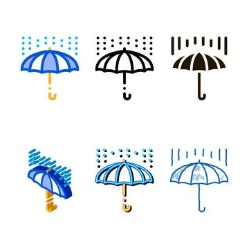 Rain umbrella icon vector multistyle outline Stock Illustration