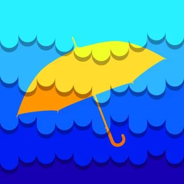 Rain Umbrella Matte (Square) Stock Illustration