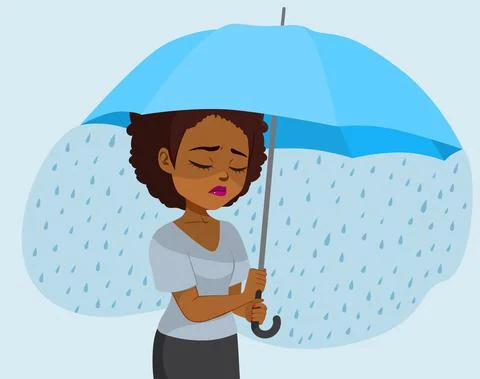 Rain Under Umbrella Depression Concept イラスト素材