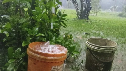 Rain in the village Stock Footage 167966978