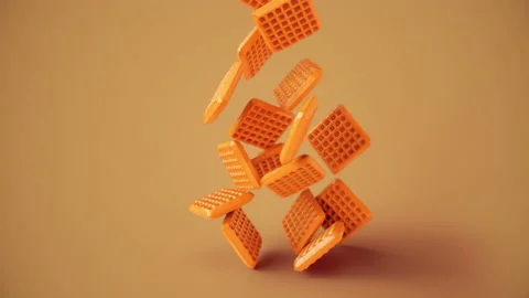 Rain of waffles in slow motion Stock Footage 170611936