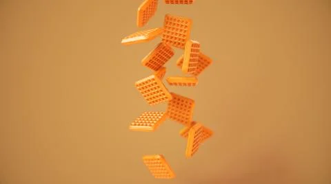 Rain of waffles in slow motion Stock Illustration
