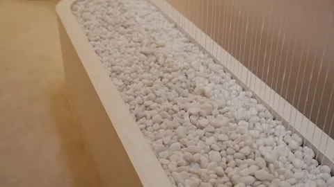 Rain wall interior element. Modern minimalistic interior. Relaxation concept. Stock Footage 304316861