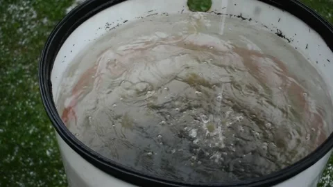 Rain water collection barrel Stock Footage 171249006