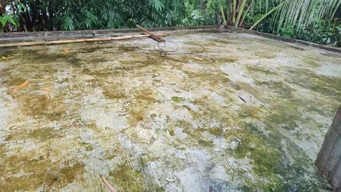 The rain water dripping on the ground Stock Footage 313752434