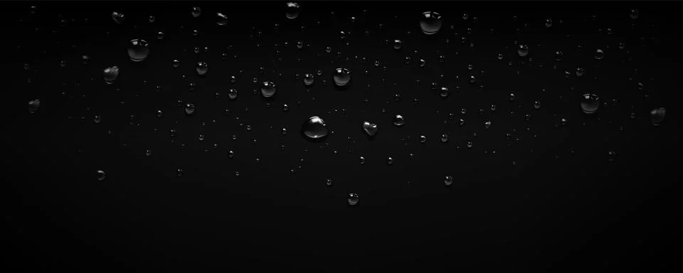 Rain water drop bubble vector black background Stock Illustration