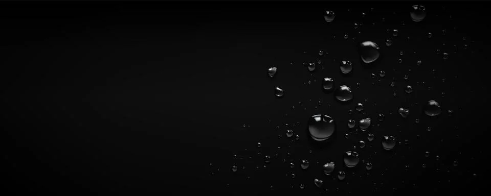 Rain water drop bubble vector black background Stock Illustration