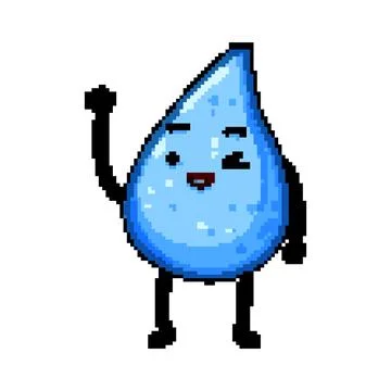 Rain water drop character pixel art vector illustration Stock Illustration