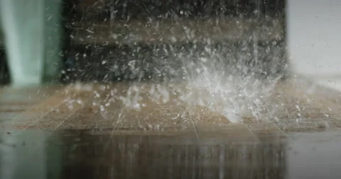 Rain water drop falling to the floor. Stock Footage 230084774