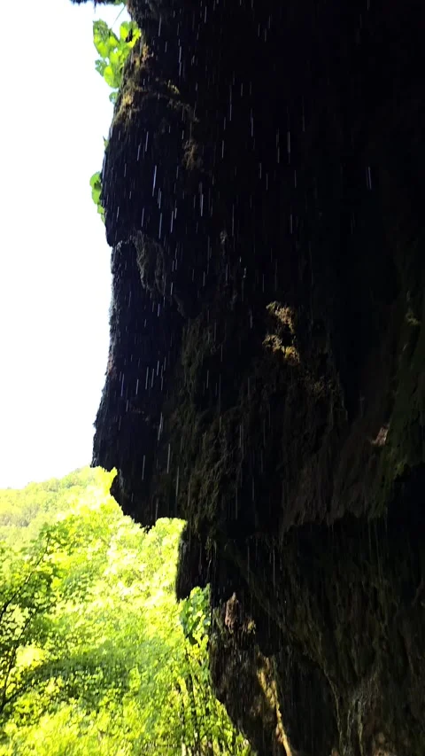 Rain like water droplets in slow motion at Cascada Sipote Stock Footage 317037569