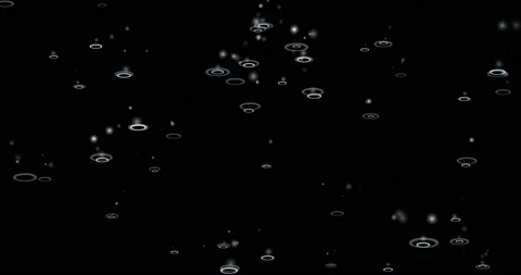 Rain, water drops fly falling on a black background, blending mode for motion Видео 208144024