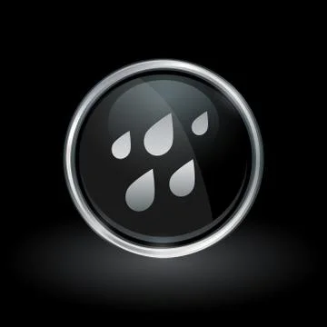 Rain water drops icon inside round silver and black emblem Stock Illustration