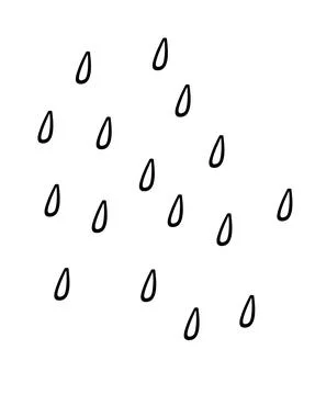 Rain - water drops - vector linear illustration. Outline. Stock Illustration