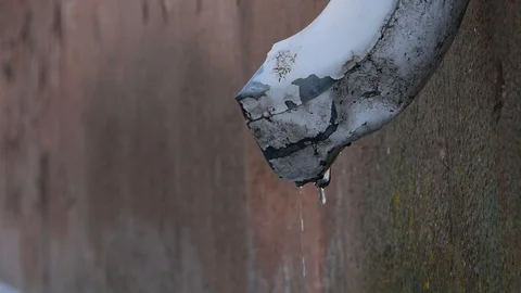 Rain water flowing from drain pipe closeup Stock Footage 88714080