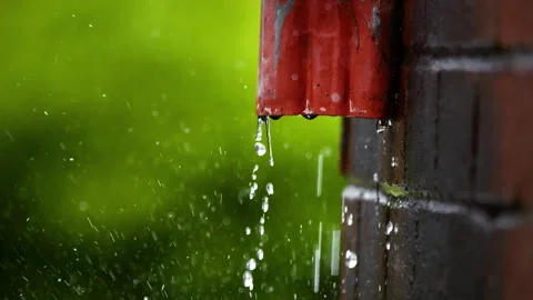 Rain Water Flows From the Gutter Stock Footage 242467744