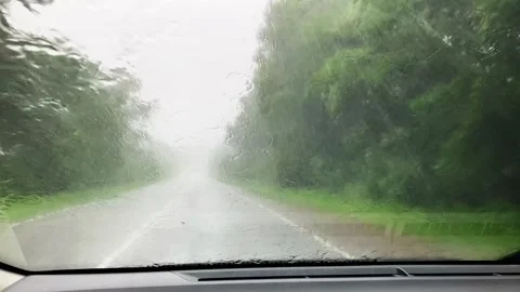 Rain water splashes on windshield with moving wipers. Stock Footage 314411832