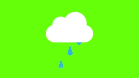 Rain weather forecast cloud icon animation loop on bright green screen Stock Footage 316331207