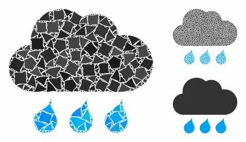 Rain weather Mosaic Icon of Uneven Items Stock Illustration