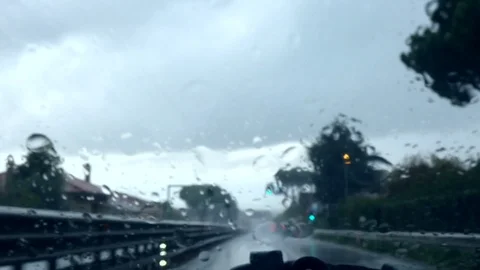 Rain while driving the car Stock Footage 120054746