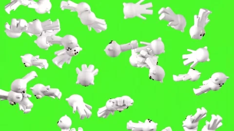 Rain of white bears on a green background. 3D animation. Stock Footage 246637002