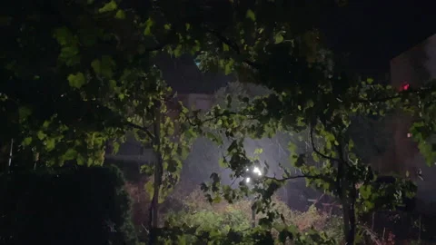 Rain wind lightning at night Video stock 220355995
