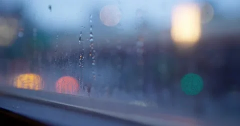 Rain on the window with blur outdoor view Stock Footage 235112047