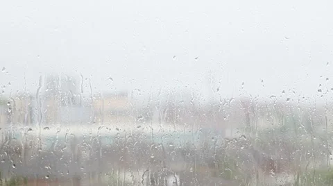 Rain on the window city background Stock Footage 50009056