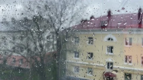 Rain on the window, drops and drips Stock Footage 198671727