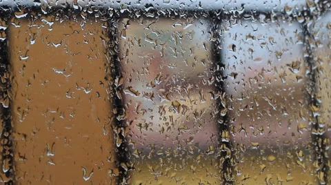 Rain on the Window Glass Stock Footage 43216905