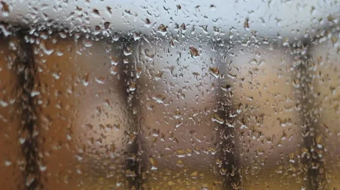 Rain on the Window Glass Stock Footage 43217004
