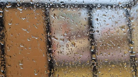 Rain on the Window Glass Stock Footage 43217608