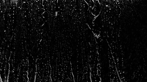 Rain on Window Glass Overlay Water Droplets Trickling Down Black Background Vídeo Stock 340298266