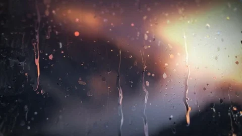 Rain on The Window at Night Video stock 71357412