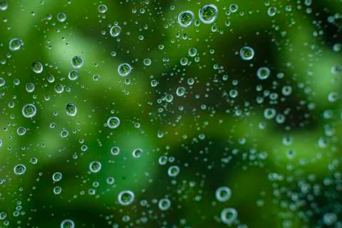 Rain on a Window, Small Drops of Water on a Window, Rain Drops Stock Photos