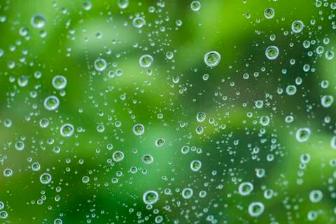 Rain on a Window, Small Drops of Water on a Window, Rain Drops Stock Photos