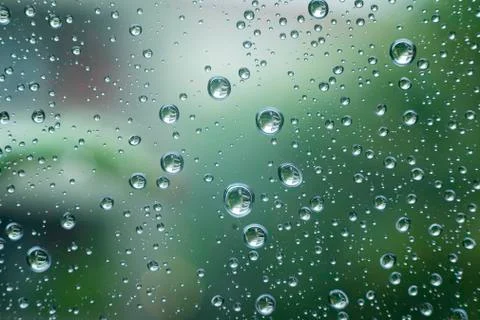 Rain on a Window, Small Drops of Water on a Window, Rain Drops Stock Photos