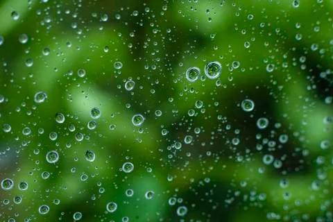 Rain on a Window, Small Drops of Water on a Window, Rain Drops Stock Photos