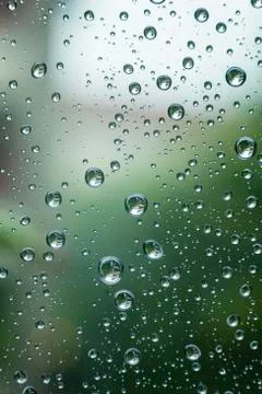 Rain on a Window, Small Drops of Water on a Window, Rain Drops Stock Photos
