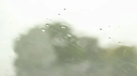 Rain on Window with Tree in Background HD File Stock Footage 10682391